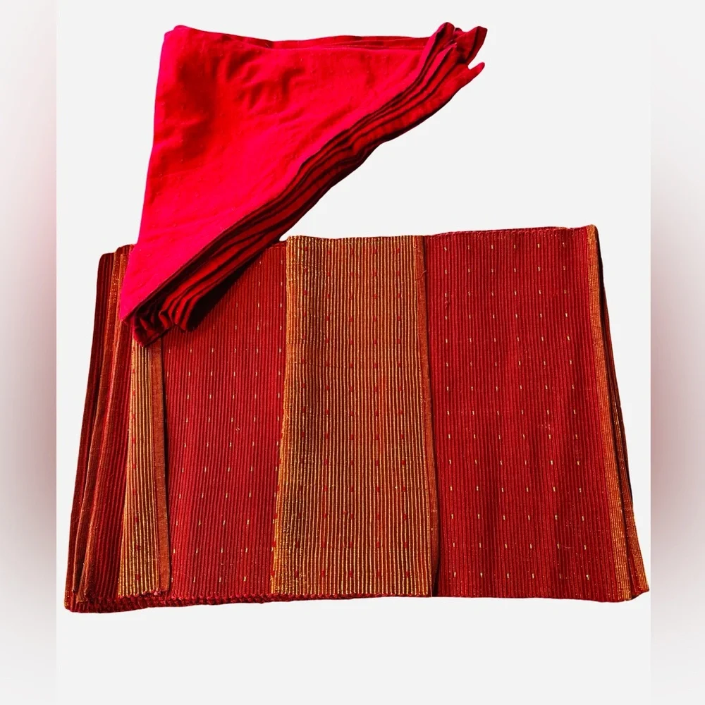 Elegant Red Gold Reversible Placemats Napkins Set (3 for $12 item)